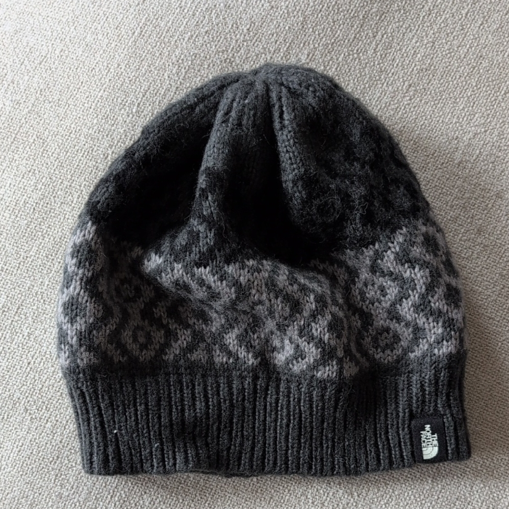 The North Face Black and Gray Knit Beanie